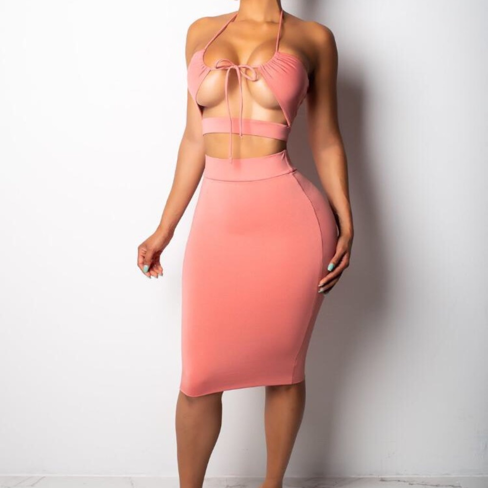 Pink versatile skirt set